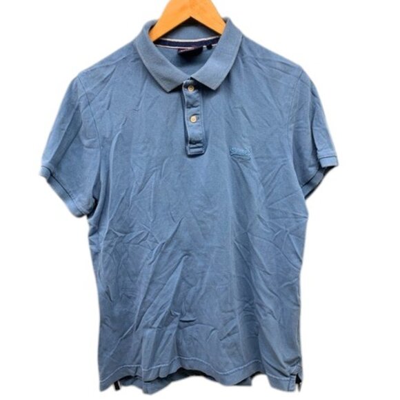 Superdry Polo Shirt Men’s Blue Premium 100% Cotton Embroidered Logo Classic 2XL - Picture 1 of 8